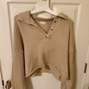 Altard State Knit Cropped Collared Sweater